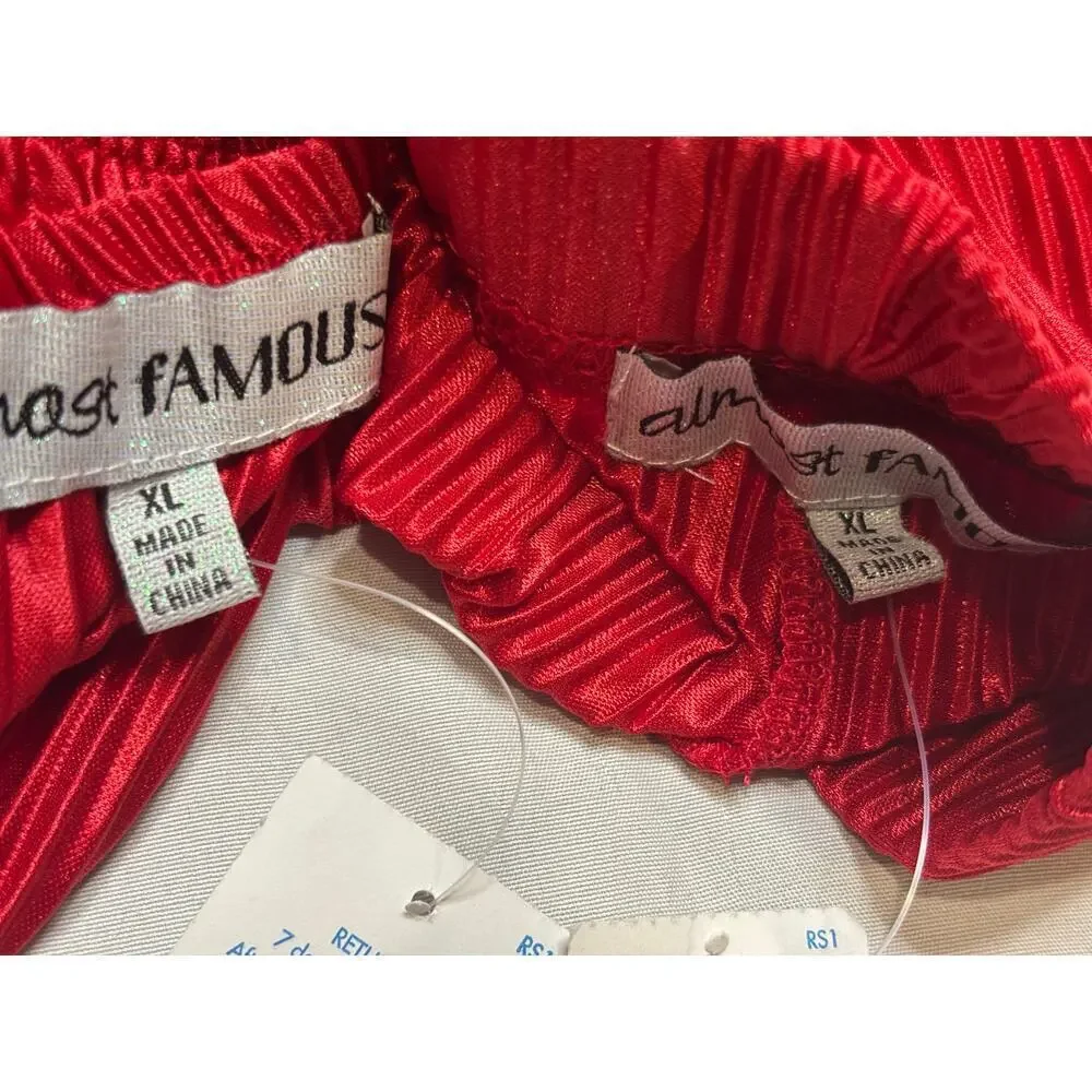 Almost Famous Red Pleated 2-Piece Set SZ XL - Picture 5 of 5